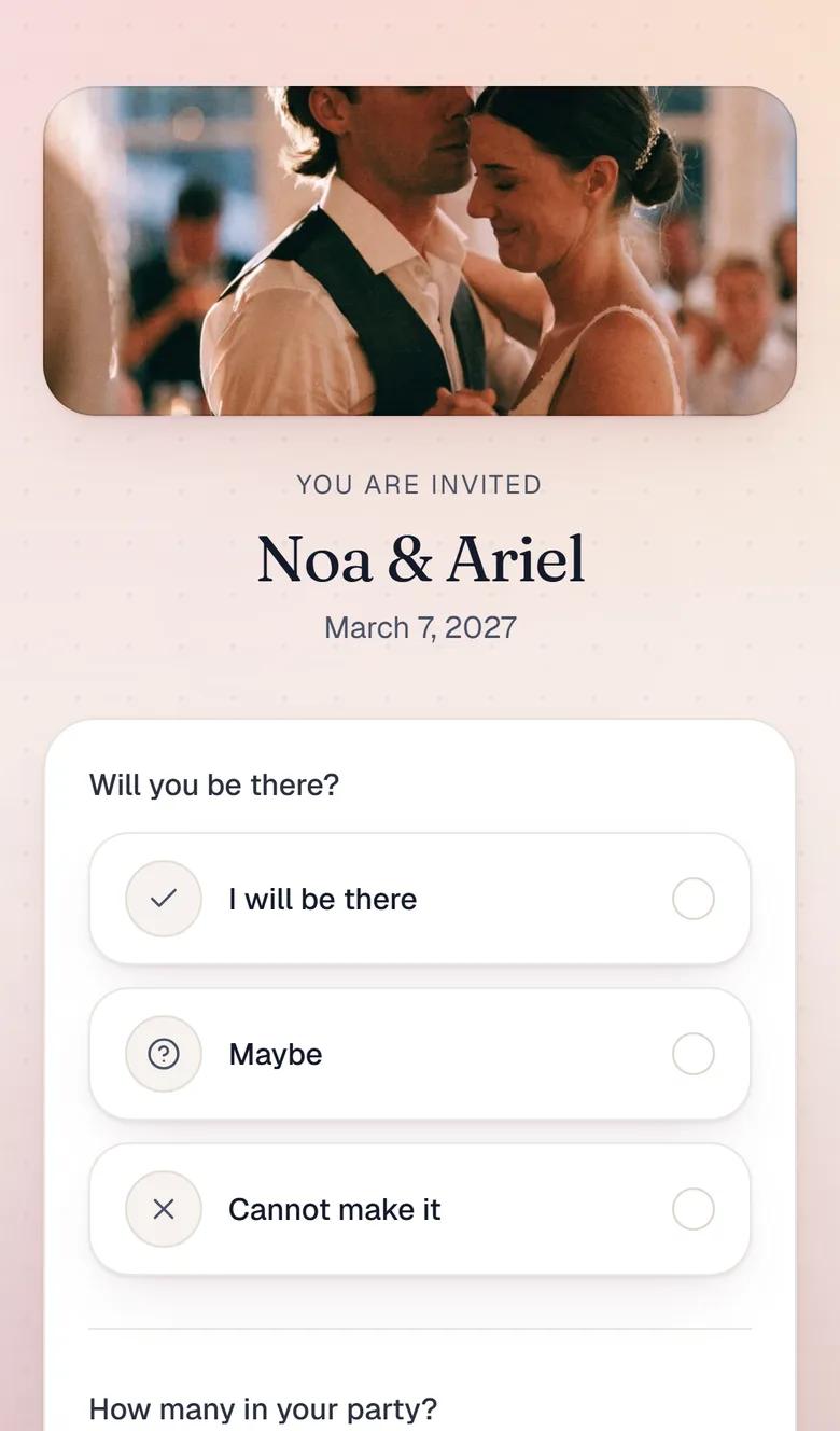 The invitation a guest opens from their link