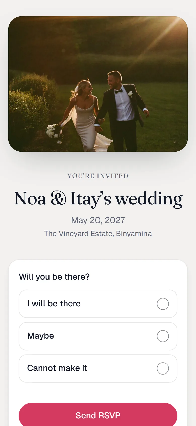 The invitation a guest opens from their link