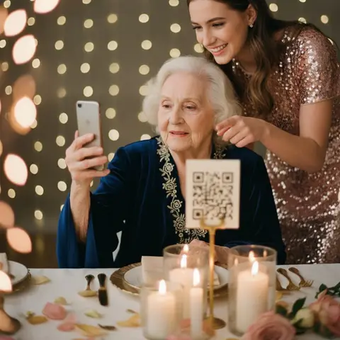 Grandma scans the QR code